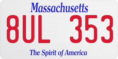MA license plate 8UL353