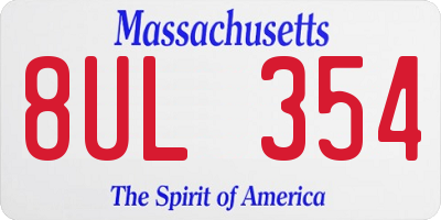 MA license plate 8UL354