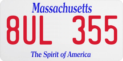 MA license plate 8UL355