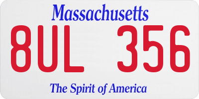MA license plate 8UL356