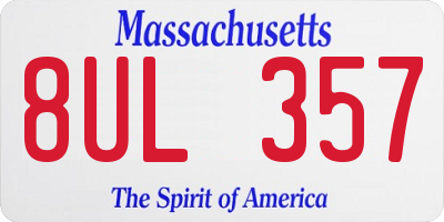 MA license plate 8UL357