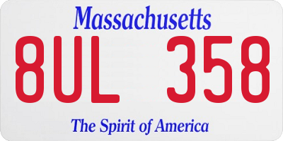 MA license plate 8UL358