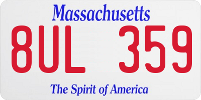 MA license plate 8UL359