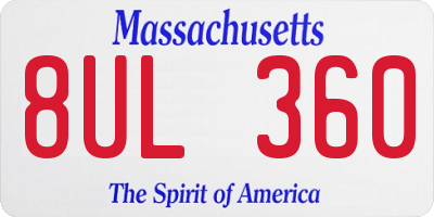 MA license plate 8UL360