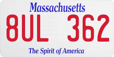 MA license plate 8UL362