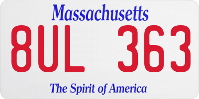 MA license plate 8UL363