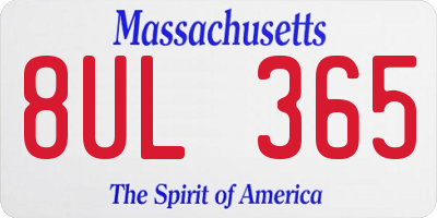 MA license plate 8UL365
