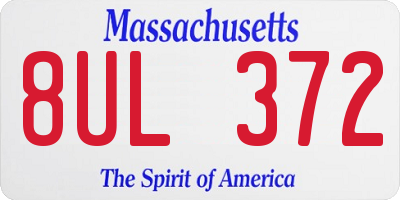 MA license plate 8UL372