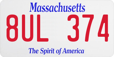 MA license plate 8UL374