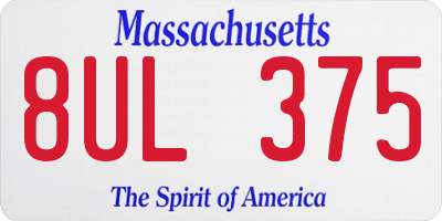MA license plate 8UL375