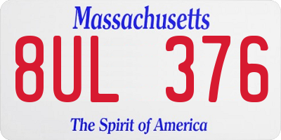 MA license plate 8UL376