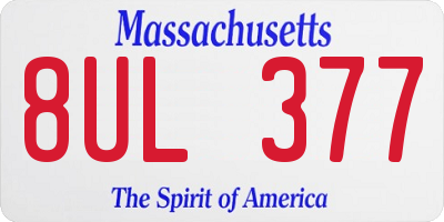 MA license plate 8UL377