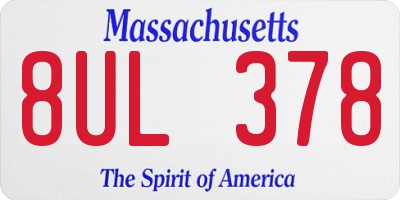 MA license plate 8UL378