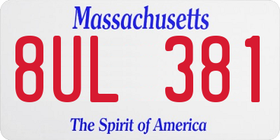 MA license plate 8UL381