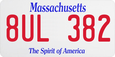 MA license plate 8UL382