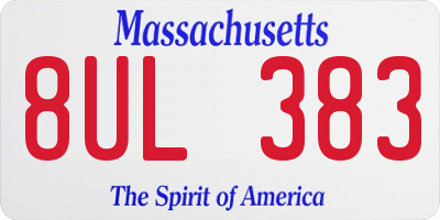 MA license plate 8UL383