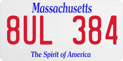 MA license plate 8UL384
