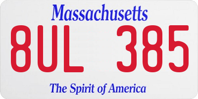 MA license plate 8UL385
