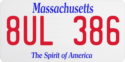 MA license plate 8UL386