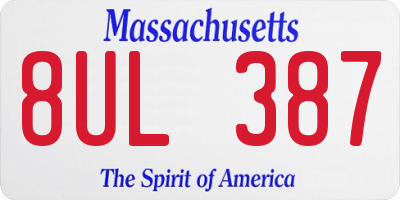 MA license plate 8UL387