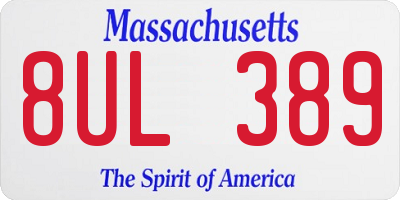 MA license plate 8UL389