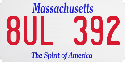 MA license plate 8UL392
