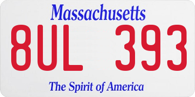 MA license plate 8UL393