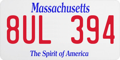 MA license plate 8UL394