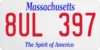 MA license plate 8UL397