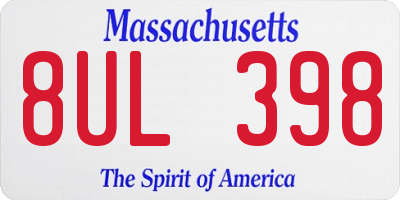 MA license plate 8UL398