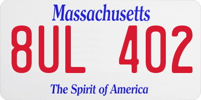 MA license plate 8UL402