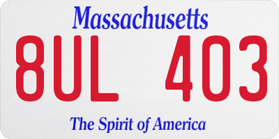MA license plate 8UL403