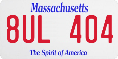MA license plate 8UL404