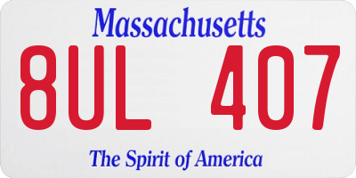 MA license plate 8UL407