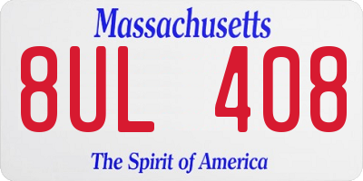 MA license plate 8UL408