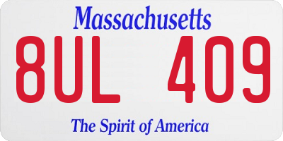 MA license plate 8UL409