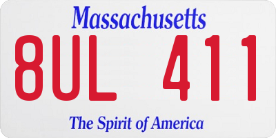 MA license plate 8UL411