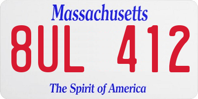 MA license plate 8UL412