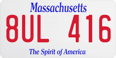 MA license plate 8UL416