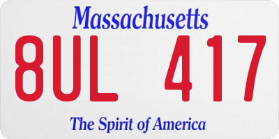 MA license plate 8UL417