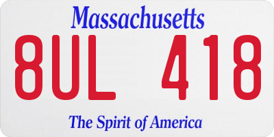 MA license plate 8UL418
