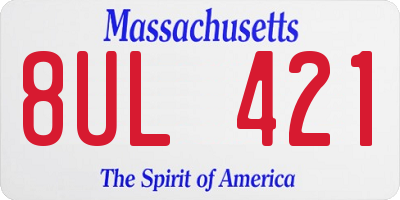 MA license plate 8UL421