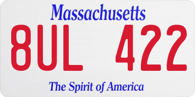 MA license plate 8UL422