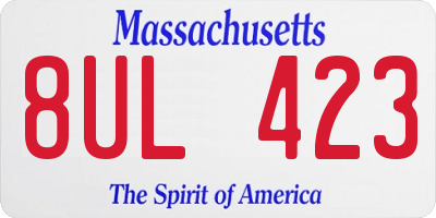 MA license plate 8UL423