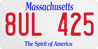 MA license plate 8UL425