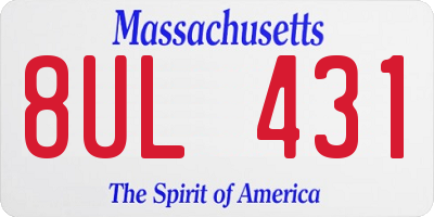 MA license plate 8UL431