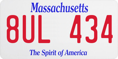 MA license plate 8UL434