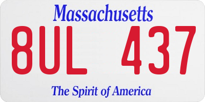 MA license plate 8UL437