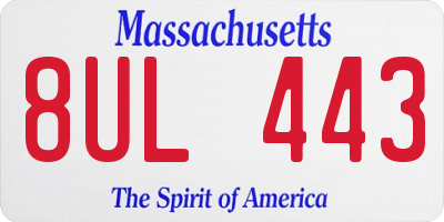 MA license plate 8UL443
