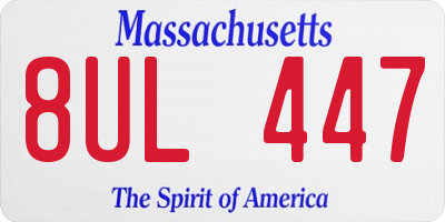 MA license plate 8UL447